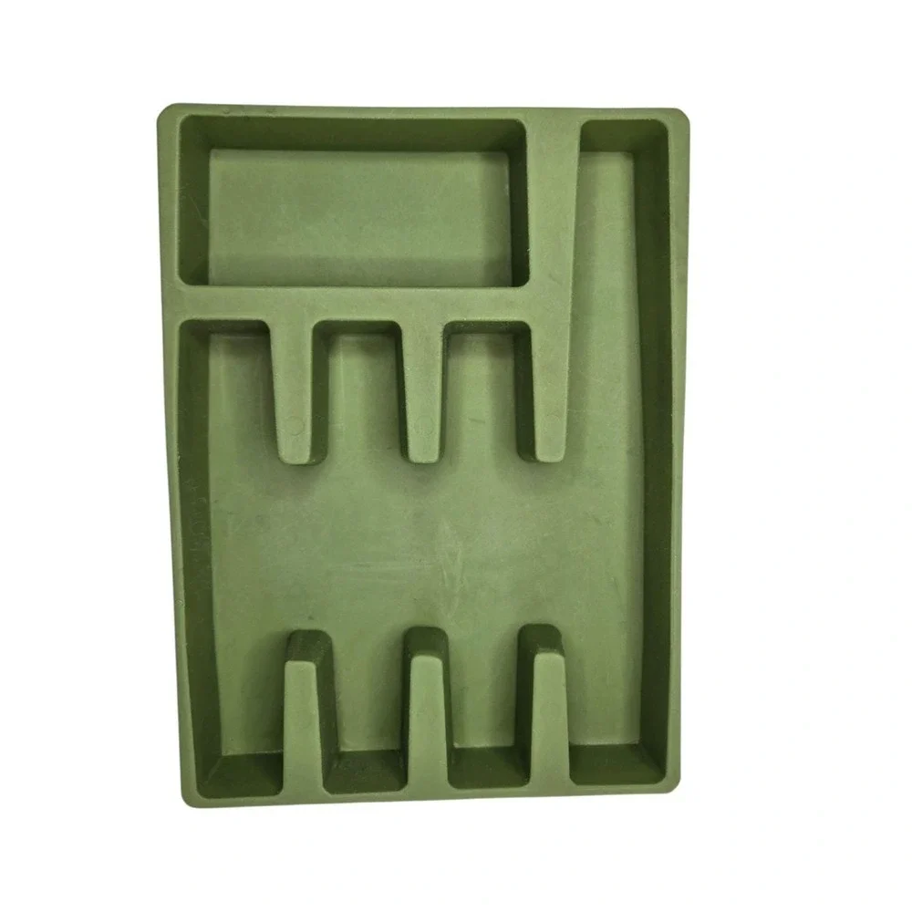 Vintage 70's Avocado Green Plastic Silverware Utensil Holder Organizer Tray 225